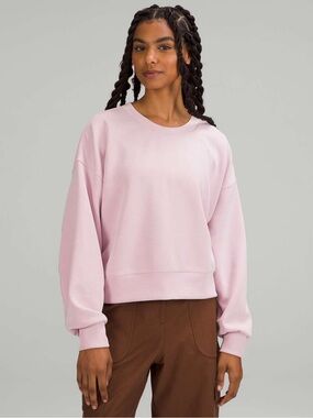 Lululemon Softstreme Perfectly Oversized Cropped Crew Pink Peony Size 12